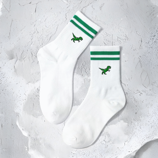 Dino White socks مبطن